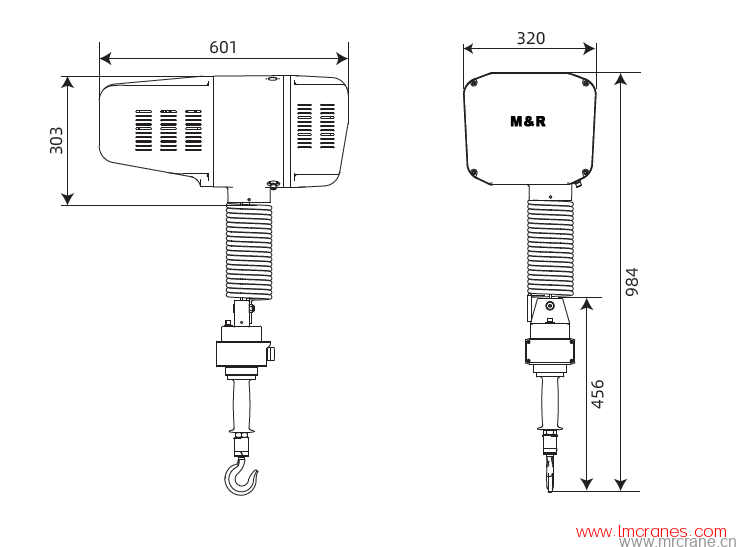 MRH-X3系列 工位智能提升机外形尺寸图