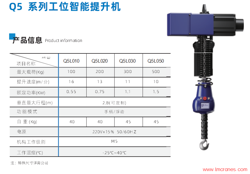 迈德锐智能提升机技术参数